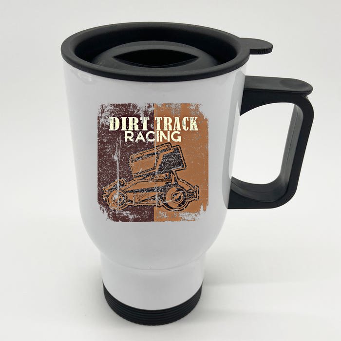 Retro Sprint Car Dirt Track Racing Race Motorsport Fan Gift Front & Back Stainless Steel Travel Mug