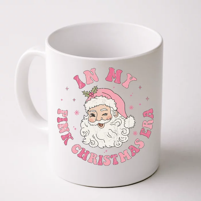 Retro Santa Claus Pink Xmas In My Pink Christmas Era Holiday Cool Gift Front & Back Coffee Mug