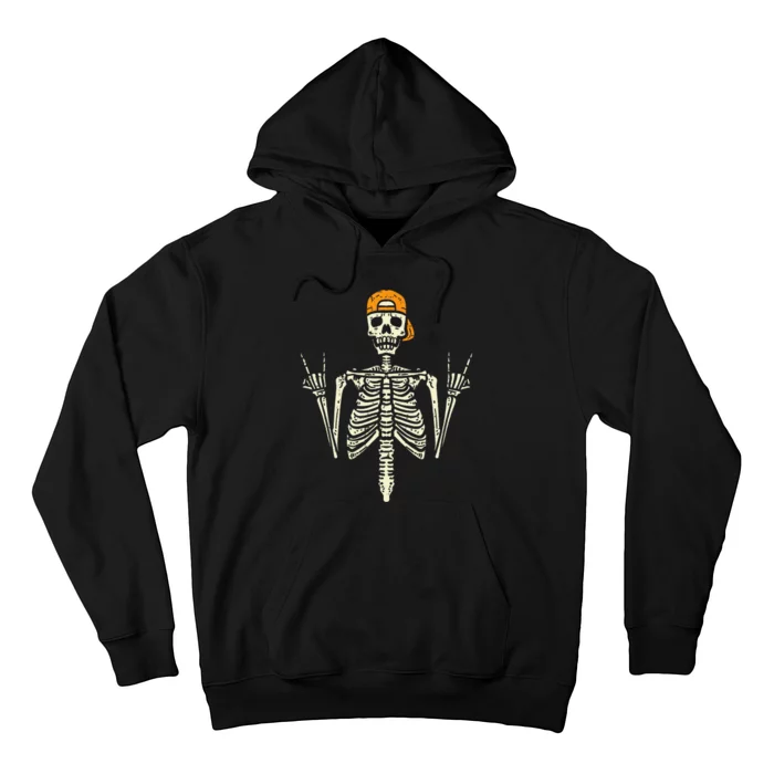 Rocker Skeleton Cap Skater Cool Halloween Punk Rock Hoodie