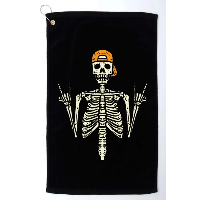 Rocker Skeleton Cap Skater Cool Halloween Punk Rock Platinum Collection Golf Towel