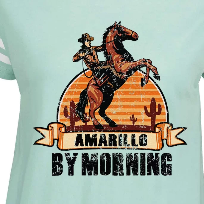 Retro Sunset Cowboy Amarillo By Morning Western Country Enza Ladies Jersey Football T-Shirt