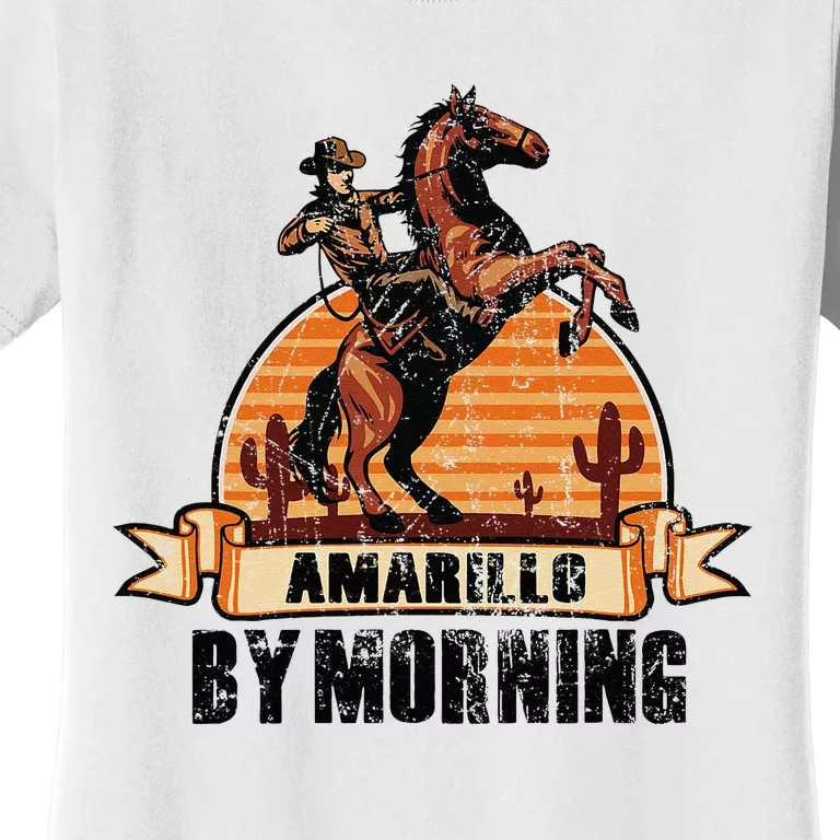 Retro Sunset Cowboy Amarillo By Morning Western Country Women's T-Shirt