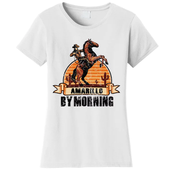 Retro Sunset Cowboy Amarillo By Morning Western Country Women's T-Shirt