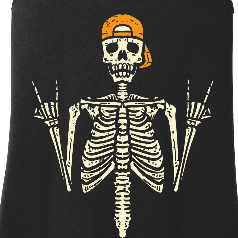 Rocker Skeleton Cap Skater Cool Halloween Punk Rock Ladies Essential Tank