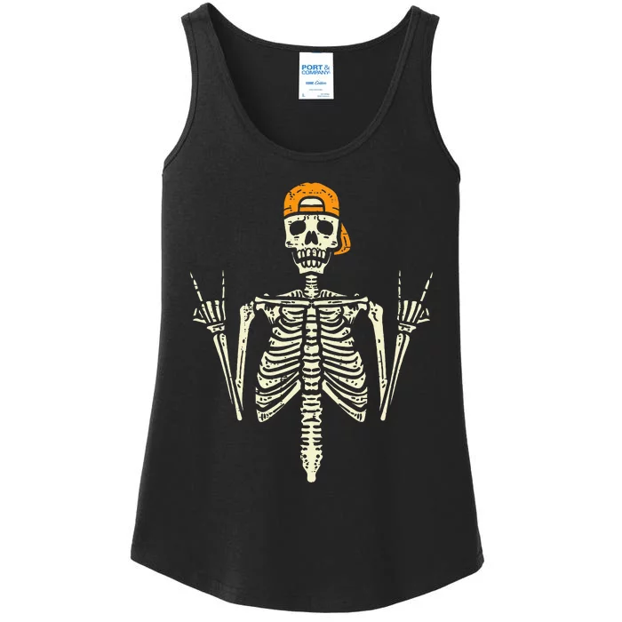 Rocker Skeleton Cap Skater Cool Halloween Punk Rock Ladies Essential Tank