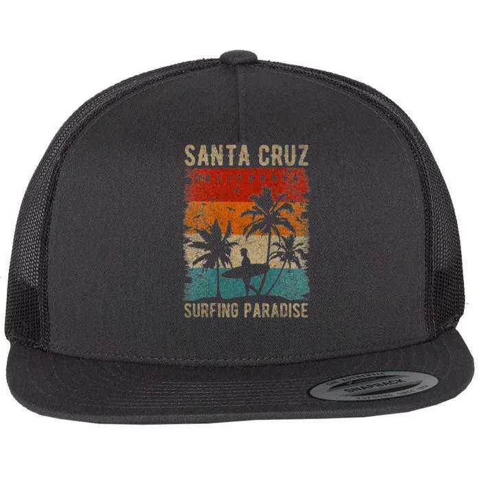 Retro Santa Cruz California Surfing Santa Cruz Flat Bill Trucker Hat