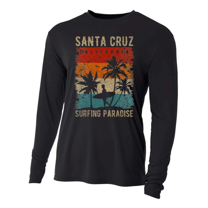 Retro Santa Cruz California Surfing Santa Cruz Cooling Performance Long Sleeve Crew