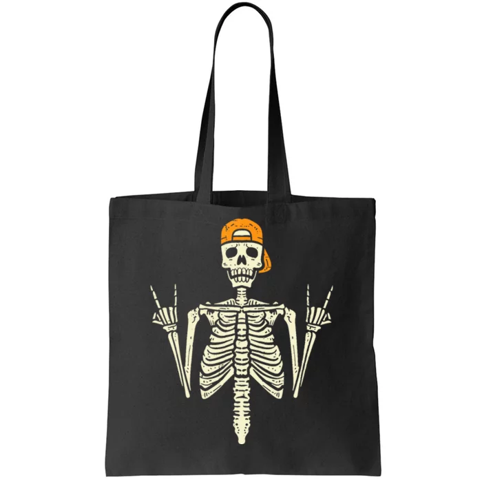 Rocker Skeleton Cap Skater Cool Halloween Punk Rock Tote Bag