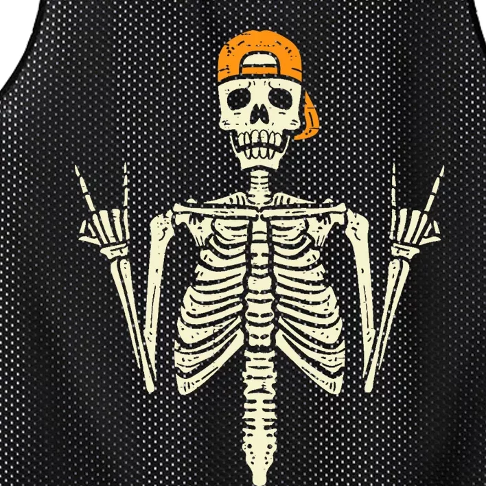 Rocker Skeleton Cap Skater Cool Halloween Punk Rock Mesh Reversible Basketball Jersey Tank