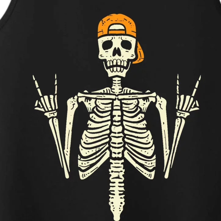 Rocker Skeleton Cap Skater Cool Halloween Punk Rock Performance Tank