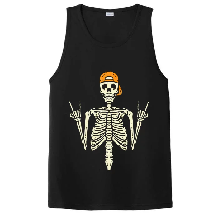 Rocker Skeleton Cap Skater Cool Halloween Punk Rock Performance Tank