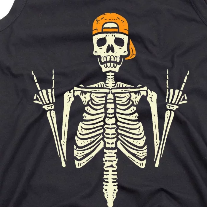 Rocker Skeleton Cap Skater Cool Halloween Punk Rock Tank Top