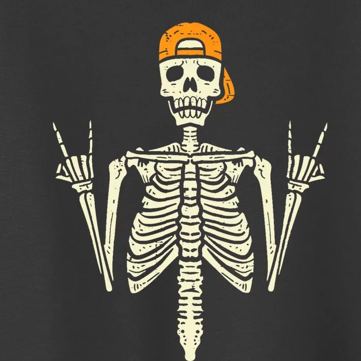 Rocker Skeleton Cap Skater Cool Halloween Punk Rock Toddler T-Shirt