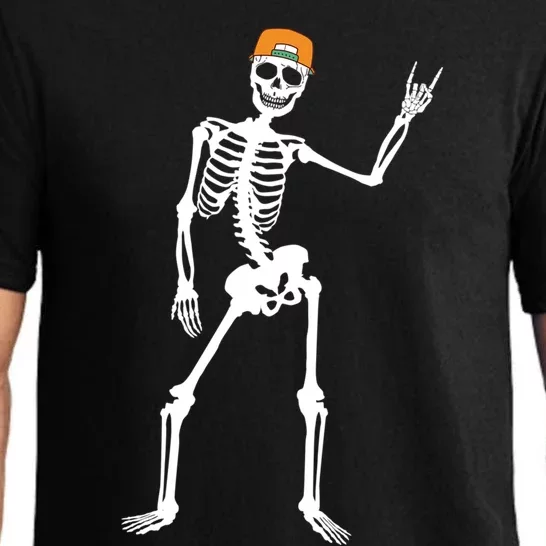 Rocker Skeleton Cap Skater Cool Halloween Punk Rock Funny Gift Pajama Set