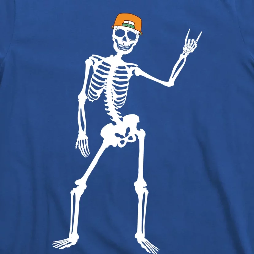 Rocker Skeleton Cap Skater Cool Halloween Punk Rock Funny Gift T-Shirt