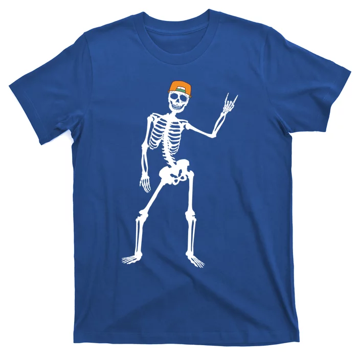 Rocker Skeleton Cap Skater Cool Halloween Punk Rock Funny Gift T-Shirt