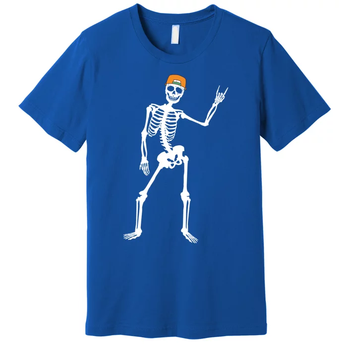 Rocker Skeleton Cap Skater Cool Halloween Punk Rock Funny Gift Premium T-Shirt