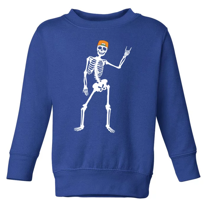 Rocker Skeleton Cap Skater Cool Halloween Punk Rock Funny Gift Toddler Sweatshirt