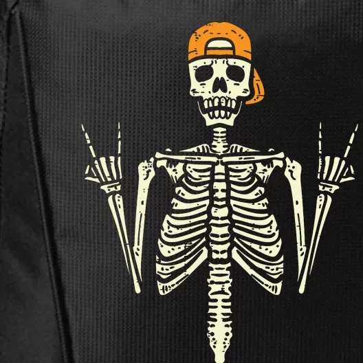 Rocker Skeleton Cap Skater Cool Halloween Punk Rock City Backpack