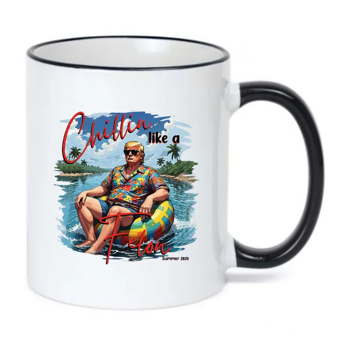 Retro Summer Chillin Like A Felon Trump For President 2024 Black Color Changing Mug