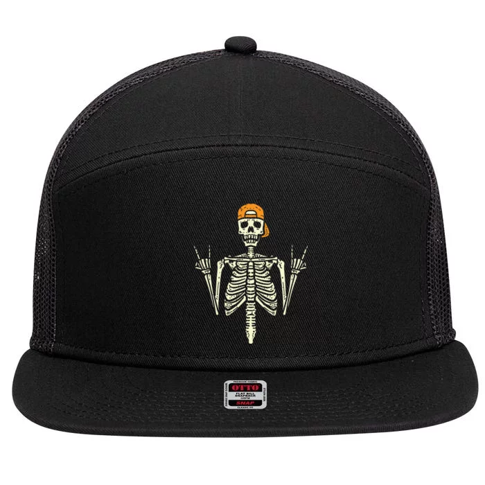 Rocker Skeleton Cap Skater Cool Halloween Punk Rock 7 Panel Mesh Trucker Snapback Hat