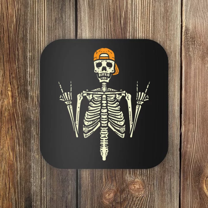 Rocker Skeleton Cap Skater Cool Halloween Punk Rock Coaster