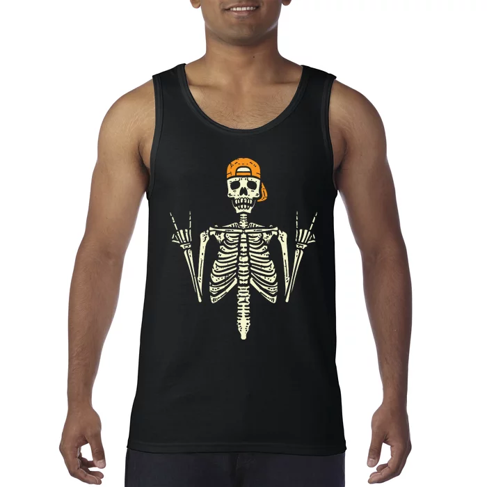 Rocker Skeleton Cap Skater Cool Halloween Punk Rock Tank Top