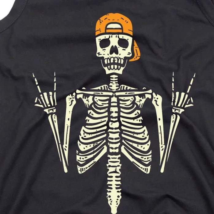 Rocker Skeleton Cap Skater Cool Halloween Punk Rock Tank Top