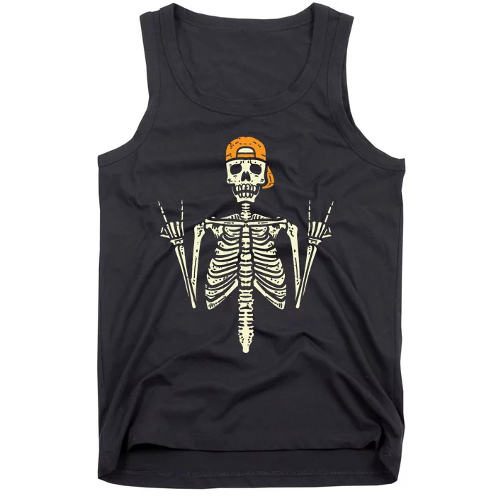 Rocker Skeleton Cap Skater Cool Halloween Punk Rock Tank Top