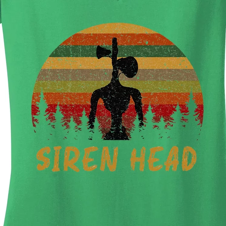 Retro Supernatural Cryptid Siren Head Women's V-Neck T-Shirt