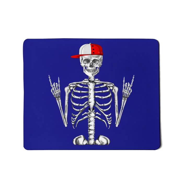 Rocker Skeleton Cap Cool Halloween Punk Rock Mousepad