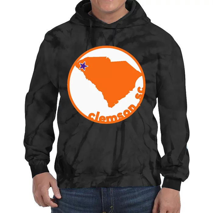 Retro South Carolina City Of Clemson Tie Dye Hoodie