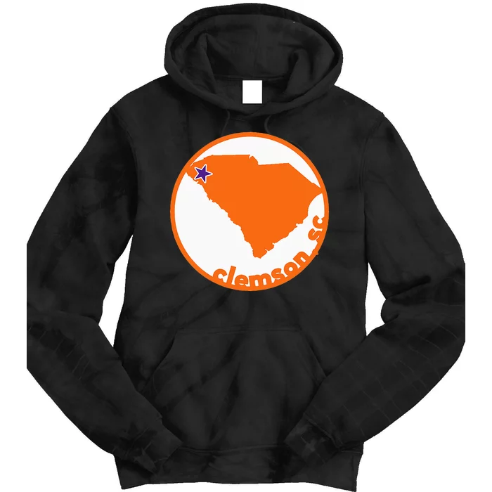 Retro South Carolina City Of Clemson Tie Dye Hoodie