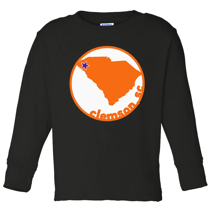 Retro South Carolina City Of Clemson Toddler Long Sleeve Shirt