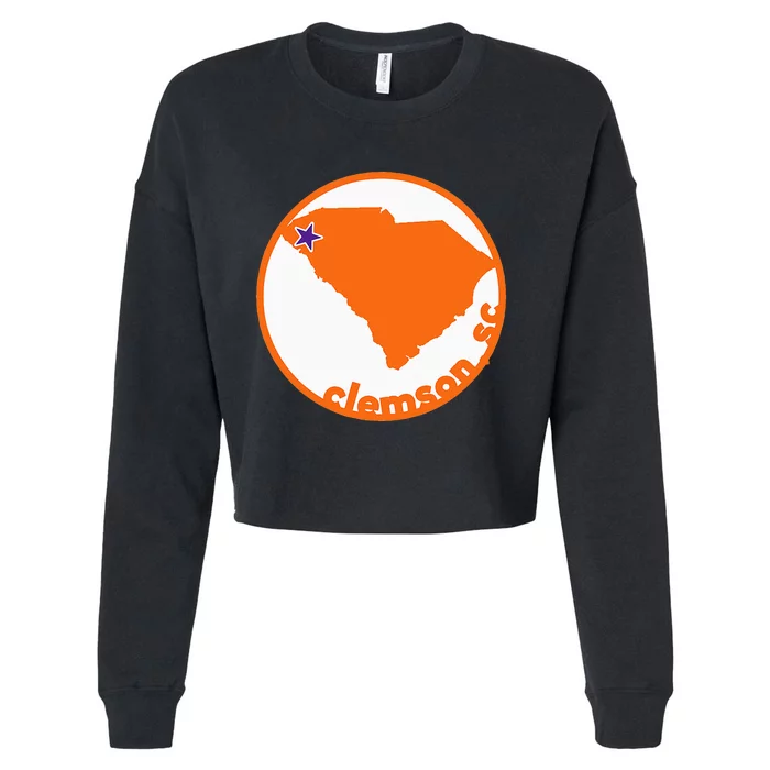 Retro South Carolina City Of Clemson Cropped Pullover Crew