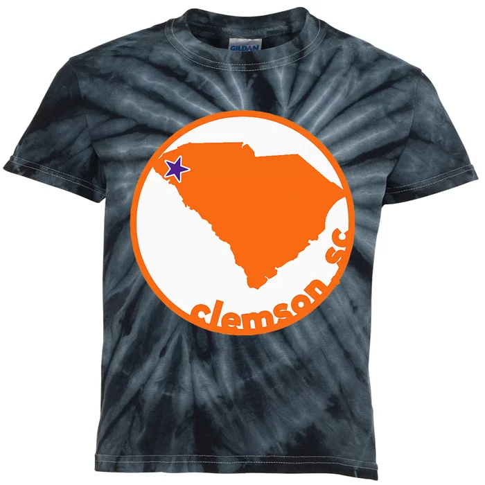 Retro South Carolina City Of Clemson Kids Tie-Dye T-Shirt