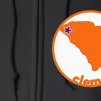 Retro South Carolina City Of Clemson Full Zip Hoodie