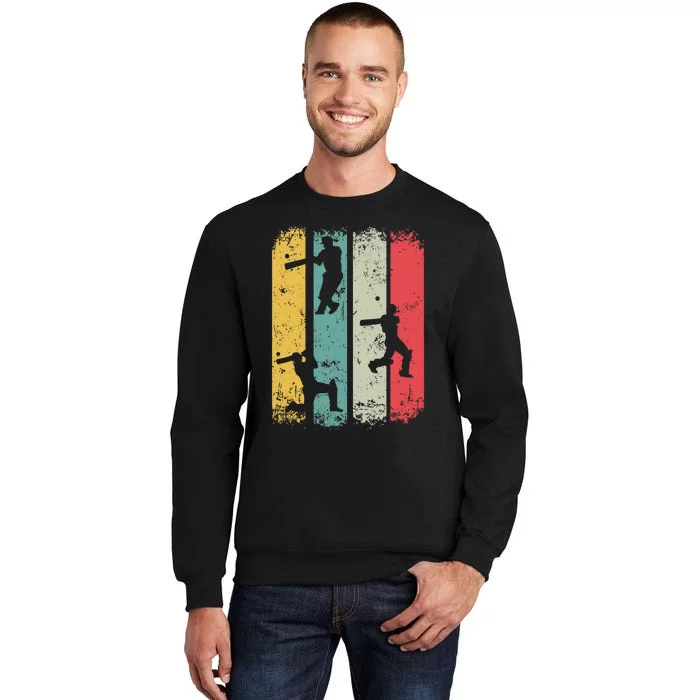 Retro Style Cricket Player Silhouette Sports Tall Sweatshirt