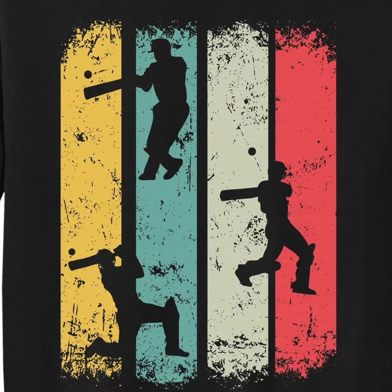 Retro Style Cricket Player Silhouette Sports Tall Sweatshirt