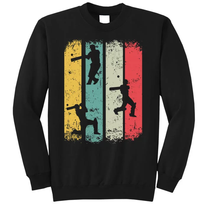 Retro Style Cricket Player Silhouette Sports Tall Sweatshirt