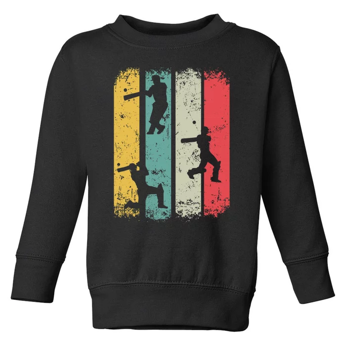 Retro Style Cricket Player Silhouette Sports Toddler Sweatshirt