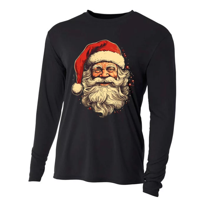 Retro Santa Claus Old Fashioned Vintage Style Christmas Cooling Performance Long Sleeve Crew