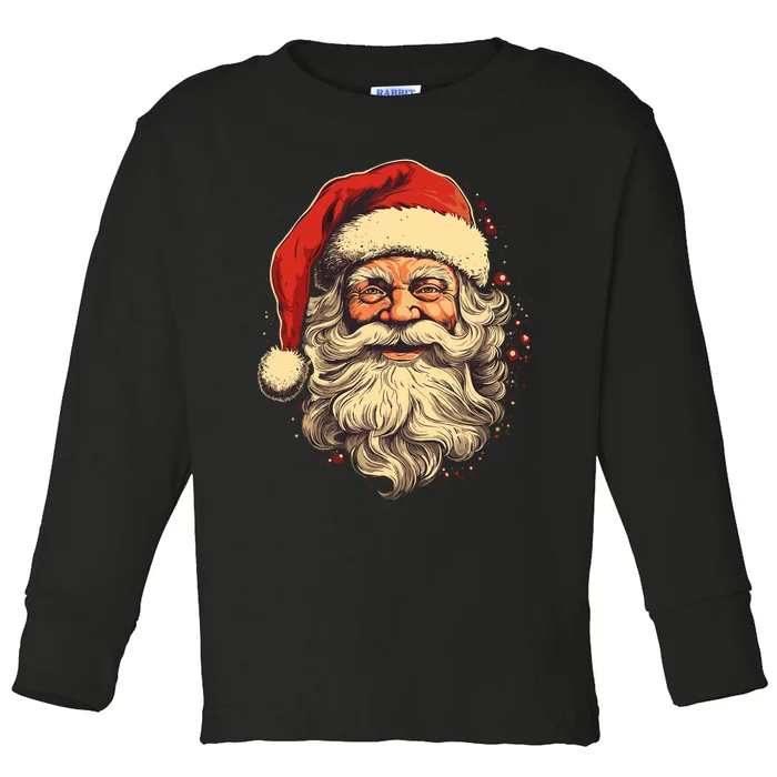 Retro Santa Claus Old Fashioned Vintage Style Christmas Toddler Long Sleeve Shirt