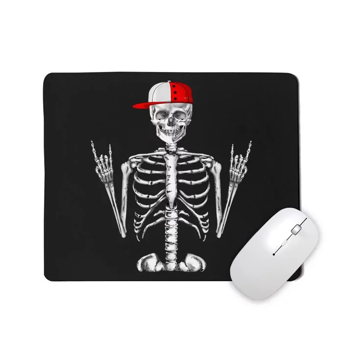 Rocker Skeleton Cap Cool Halloween Punk Rock Mousepad