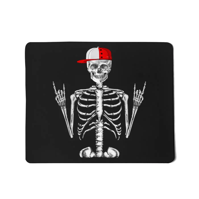 Rocker Skeleton Cap Cool Halloween Punk Rock Mousepad