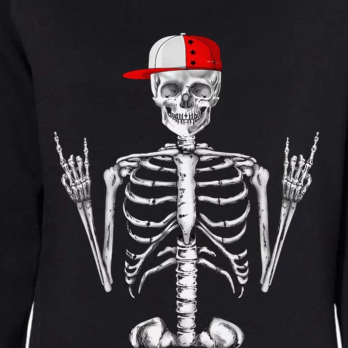 Rocker Skeleton Cap Cool Halloween Punk Rock Womens California Wash Sweatshirt