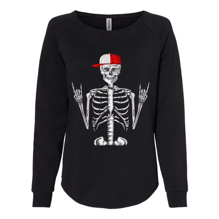 Rocker Skeleton Cap Cool Halloween Punk Rock Womens California Wash Sweatshirt