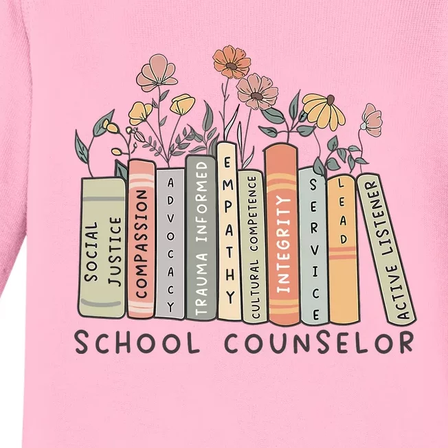 Retro School Counselor Therapisttal Health Advocate Baby Long Sleeve Bodysuit