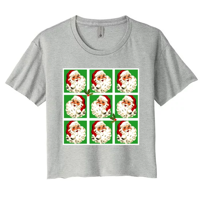 Retro Santa Claus Pop Art Vintage Santa Christmas Great Gift Women's Crop Top Tee