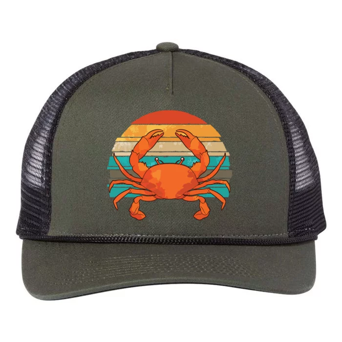 Retro Seafood Crab Lover Crabbing Sea Animal Crab Retro Rope Trucker Hat Cap